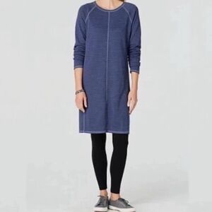 Grandmacore J. Jill Blue Stripe Knit Tunic Dress Women's Size M Tall